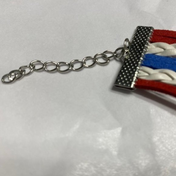 TEXAS RANGERS BRACELET * Red White Blue MULTI-STRAND * pewter BASEBALL & LOVE - Picture 4 of 5